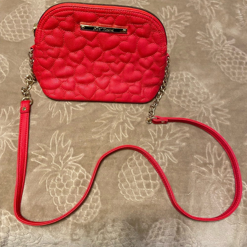 Betsey Johnson red quilted heart purse